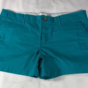 Old Navy womens teal green basic flat front 4" inseam chino shorts - size 10